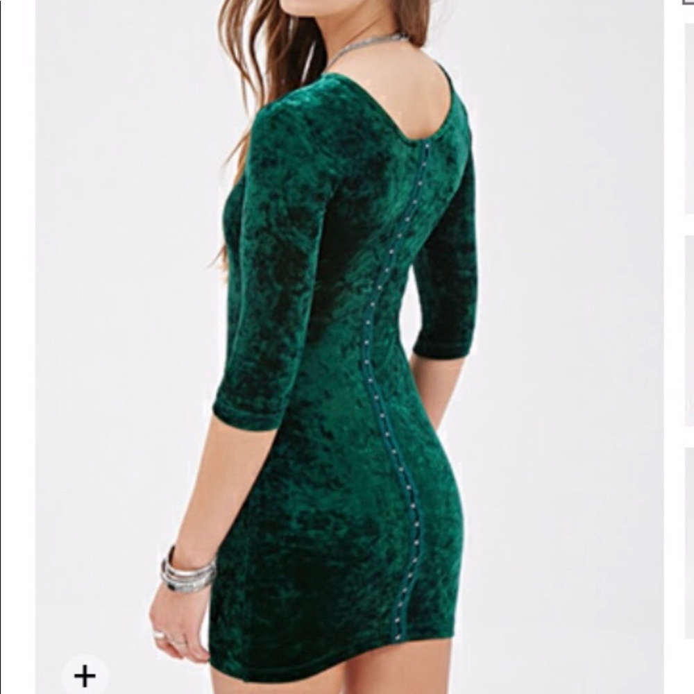 FOREVER21 Green Velvet Mini Dress